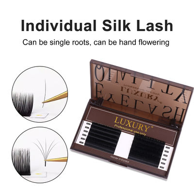 Premium zijdevolume klassieke valse wimpers uitbreidingen 8-14mm CC/D/DD Curl zwart mat individuele zijde wimpers 12 rijen