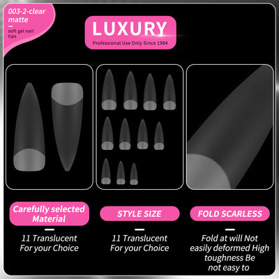 500pcs luxe heldere matte scherpe vorm valse nagels voor nagelkunst