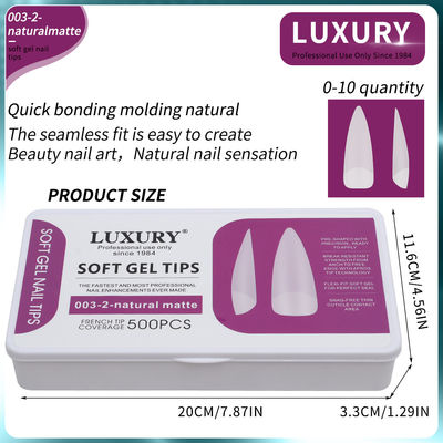 500pcs/doos Professionele natuurlijke matte scherpe vorm nep nagels voor doe-het-zelf manicure