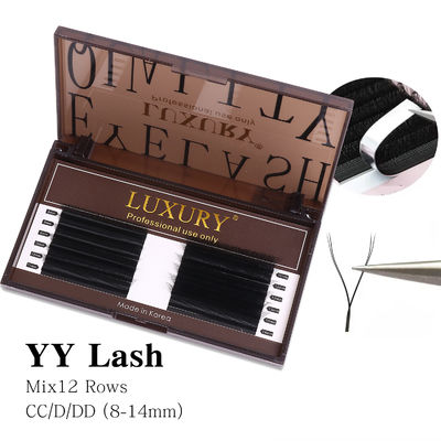 Luxe YY-vorm handgemaakte wimperverlenging 0,10 mm Dikte D Curling Fake Lashes Aanbod