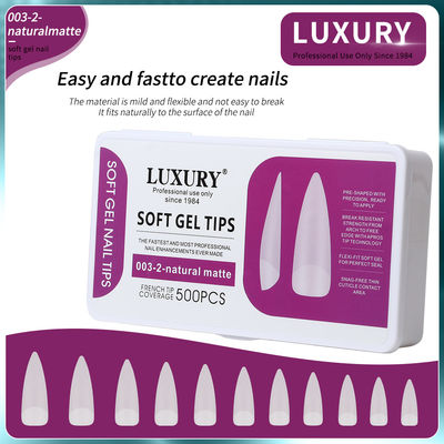 500pcs/doos Professionele natuurlijke matte scherpe vorm nep nagels voor doe-het-zelf manicure