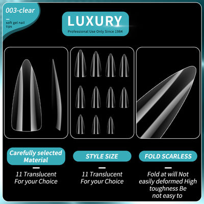 500pcs Volledige cover 11 maten Duidelijke Franse scherpe nagels Acryl valse nagels