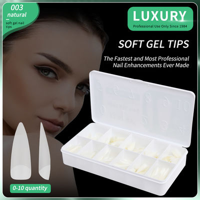 Natuurlijke kleur Acryl nagel tips Medium scherp gevormde valse nagels voor nagelverlenging