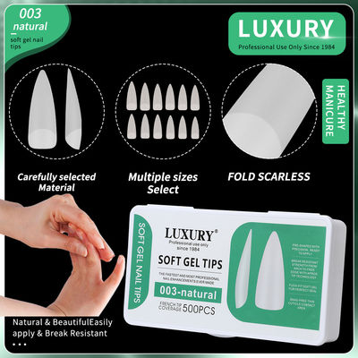 Natuurlijke kleur Acryl nagel tips Medium scherp gevormde valse nagels voor nagelverlenging