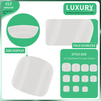 Franse valse teennagels Korte vierkant druk op nagels Natuurlijke volle cover valse nagels Kunstmatige acryl valse teennagels