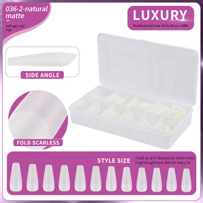 500 stuks per doos Medium Coffin Nail Tips Natural Matte Full Cover Acrylic Pre-Shaped Nail Tips 11 maten