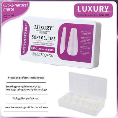 500 stuks per doos Medium Coffin Nail Tips Natural Matte Full Cover Acrylic Pre-Shaped Nail Tips 11 maten