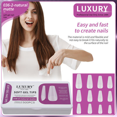 500 stuks per doos Medium Coffin Nail Tips Natural Matte Full Cover Acrylic Pre-Shaped Nail Tips 11 maten