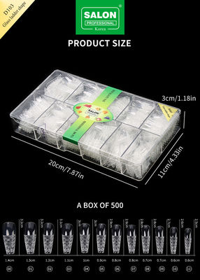 500pcs ladder vorm nagel tips set geïmprimeerd glas valse nagels met opslag doos acryl nagel kunst kit voor salon