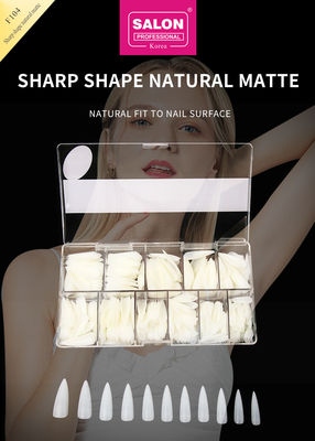 Lange Stiletto nagel tips Full Cover Valse nagel tips met doos Natuurlijke Matte Valse Nagels
