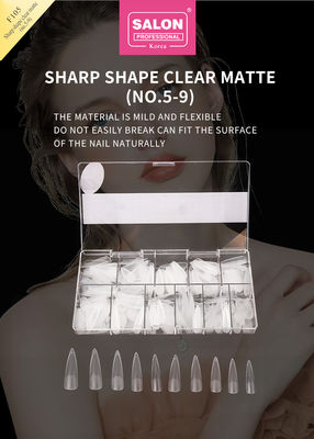 Duidelijke matte kleur acryl valse nagel tips set ultra-dunne scherpe vorm nagel kunst extensies