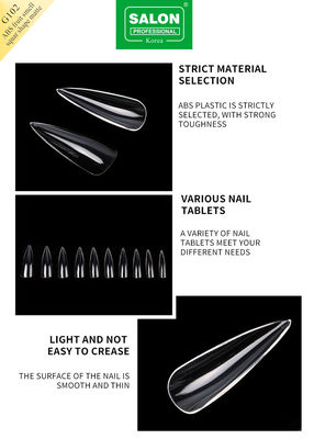 Professionele ABS scherpe vorm valse nagels Full Clear Acrylic valse nagel tips 12 maten voor thuis DIY