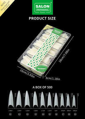 Scherpe vorm natuurlijke nagel tips half cover acryl nep nagels voor doe-het-zelf nagelkunst salon 500pcs/doos