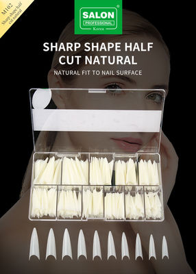 Scherpe vorm natuurlijke nagel tips half cover acryl nep nagels voor doe-het-zelf nagelkunst salon 500pcs/doos